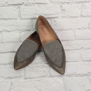 Madewell taupe leather calf hair flat shoes